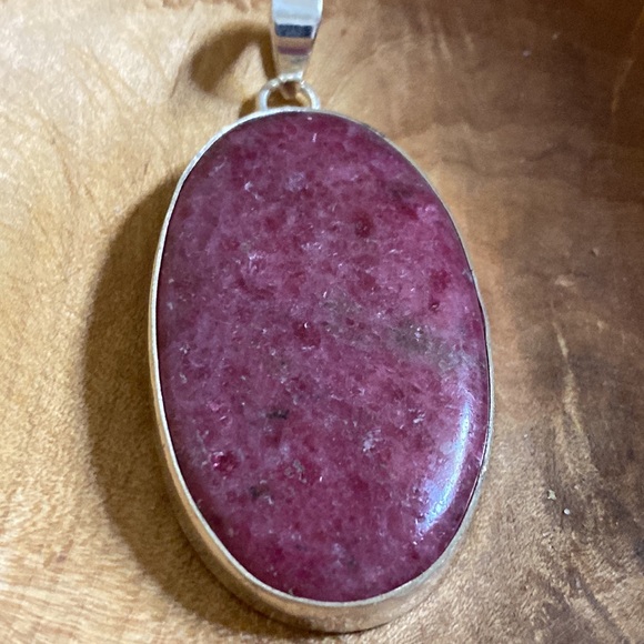 Red Ruby Large Oval Sterling Silver Pendant - Picture 6 of 6